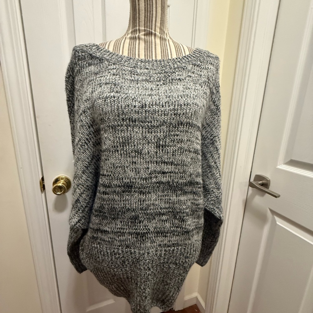 Grace and Lace Convertible Flip Sweater Marled Gray Medium